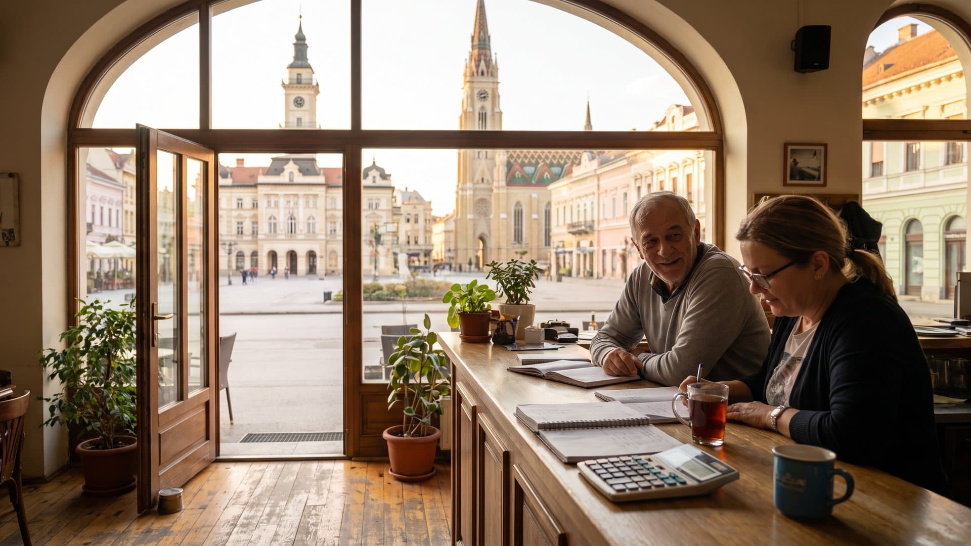 Vlasnik restorana popodne za šankom računa brojeve